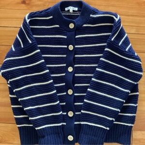Alex Mill Chunky Nico Cardigan, small, navy & white stripe